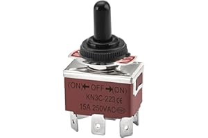 Heschen interrupteur à bascule en métal DPDT momentané KN3C-223 (ON) / OFF / (ON) 3 positions 15A 250VAC 6 bornes CE