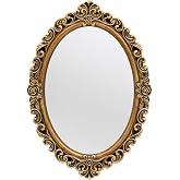 OIGUMR Petit miroir mural ovale vintage à suspendre pour chambre à coucher, salon, commode (doré, taille du cadre : 30,5 x 21