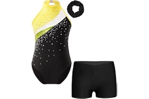 CHICTRY Kids Girls Sleeveless Gymnastics Leotard Ballet Dance Biketard with Shorts Hair Band Set Dancewear Swimsuit Swimwear