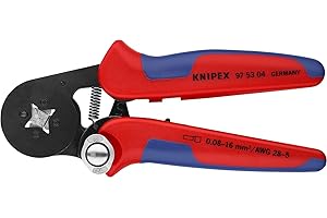 KNIPEX Selbsteinstellende Crimpzange für Aderendhülsen, 0,08-16 mm², Vierkant-Pressung, Aderendhülsenzange, Presszange, 97 53 04