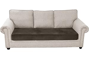 QELUS Velvet Sofa Seat Cushion Cover, 1/2/3/4 Seaters L-Shaped Couch Seat Slipcover, Furniture Protector Cover Separated (Khaki,3 Seater)