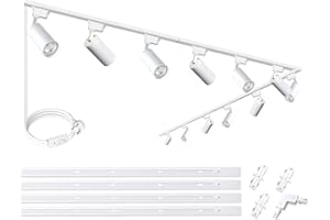 BRAVSEKAI Brightened Track Lighting Heads and Rails Kit, 20W 4000K Plug in LED Track Lights Compatible with H-Type Track Lighting System with 4x1m Rails Modern Indoor Spotlight for Accent Illumination
