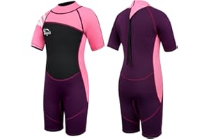 IVYH Kids Shorty Wetsuit, 2.5 mm Neoprene One-Pieces Swimsuits UV Protection Bathing Suits for Girls Boys Swimming Diving Snorkeling Surfing