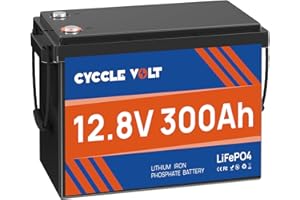 Bateria Litio 12V 300Ah, CYCCLEVOLT tamaño Mini Batería Lifepo4 300Ah, hasta 10000+ Ciclos y 200A BMS, Baterias Solares para Caravana, vehículos recreativos, Botes, Sistemas solares, campamentos
