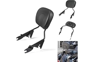 Benlari Detachable Sissy Bar Passenger Backrest Rear Pad 2009-2023 Compatible for Harley Davidson Touring Street Glide Road Glide Electra Glide Road King CVO (Gloss Black Upright Sissy Bar)