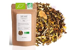 MES THÉS Thé Vert bio Citron Mangue - 100g (40 tasses) - Thé en vrac 100% agriculture biologique - Mes-Thés
