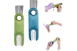 Lollanda 2pcs 3-in-1 Cup Lid Crevice Cleaning Brush, Multifunctional Portable Bottle Cover Crevice Cleaning Brush, Bottle Nursing Brush Cleaner Tool for Home Kitchen