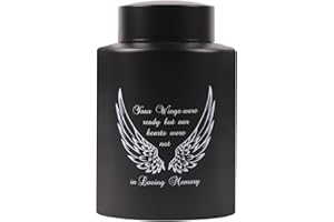 YOUDEAR MEMORIALS Angel Wings Medium Keepsake Urns for Human Ashes (Black Wings)