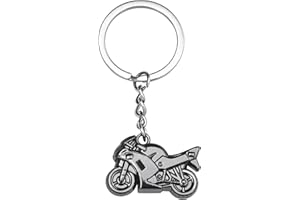 TRIXES Gunmetal Motorcycle Keyring – Metal Motor Bike Keychain - Formula 1 Key Accessories – Racing Cars & Motorbikes
