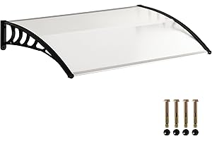 Outsunny Auvent de Porte d'entrée, Toit Marquise de Porte Exterieur en Polycarbonate et Aluminium résistante Toit abri Protection Contre la Pluie et UV pour terrasse, Balcon, 122 x 89 cm, Blanc