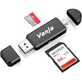 محول Vanja Micro USB OTG وقارئ بطاقات الذاكرة المحمولة USB 2.0 لـ SDXC وSDHC وSD وMMC وRS-MMC وMicro SDXC وMicro SD وMi