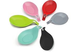 Xanewza 6Pcs Porta Cucchiaio Silicone, Poggia Cucchiaio Silicone Cucina, Porta Cucchiaio Cucina, Porta Utensili da Cucina per Mestoli, Pinze, Spatola, Lavabile in Lavastoviglie