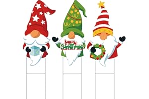 PANTSLINE 3 Pack Garden Metal Gnome Stakes, Metal Gnome Yard Signs Christmas Outdoor Decorations, Perfect Christmas Gnomes for Pathway and Lawn Easy to Assemble Outside