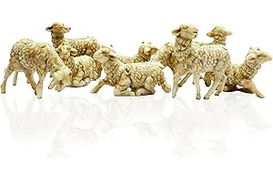GESAR ART IN PROGRESS Juego de 24 piezas de ovejas beige en miniatura de 4 cm de resina – Animales Ovejas Surtidas – Belén Decoraciones – Animales Belén – Navidad Paisaje – Escenario de Navidad