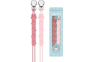 Kowlone Catenella Portaciuccio Silicone Rana Ciuccio Clips Catena Succhietto per Ragazzi Ragazze Regalo Nascita Battesimo Baby Compleanno Natale 2 Pezzi(Rosa)