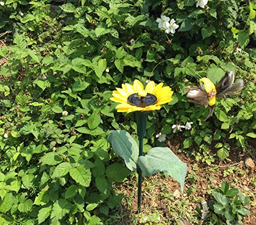 Kungfu Mall Solar Power Künstliche Sonnenblume Kolibri Rotation Flatternde Vogel Garten Dekoration - 6