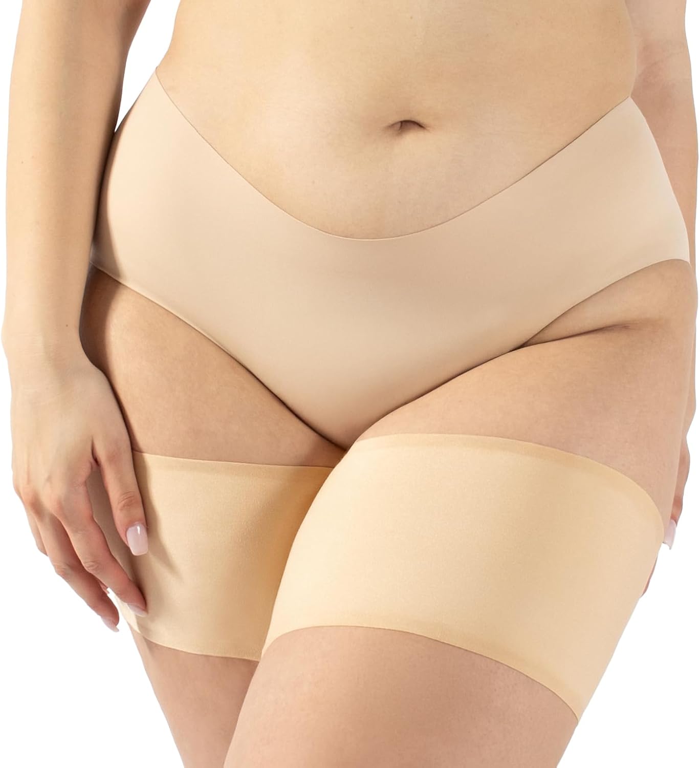 CALZITALY Bandas Antirozaduras Lisas, Previene Rozaduras, Bandas Elásticas Muslos, Curvy, | Negro, Natural | Made in Italy