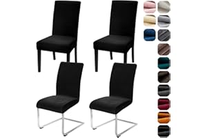 Alishomtll Lot de 4 housses de chaise extensibles en velours, pour cuisine, restaurant, hôtel, banquet, mariage, noires