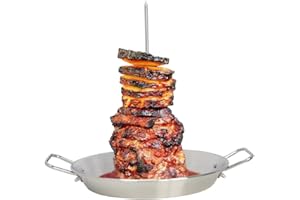 TITA-DONG Brazilian Vertical Spit Stand, Vertical Skewer for Grill, Stainless Steel Vertical Skewer with 3 Removable Spikes, Vertical Spit Stand for Home Made Shawarma, Brazilian Churrasco(Stainless steel)