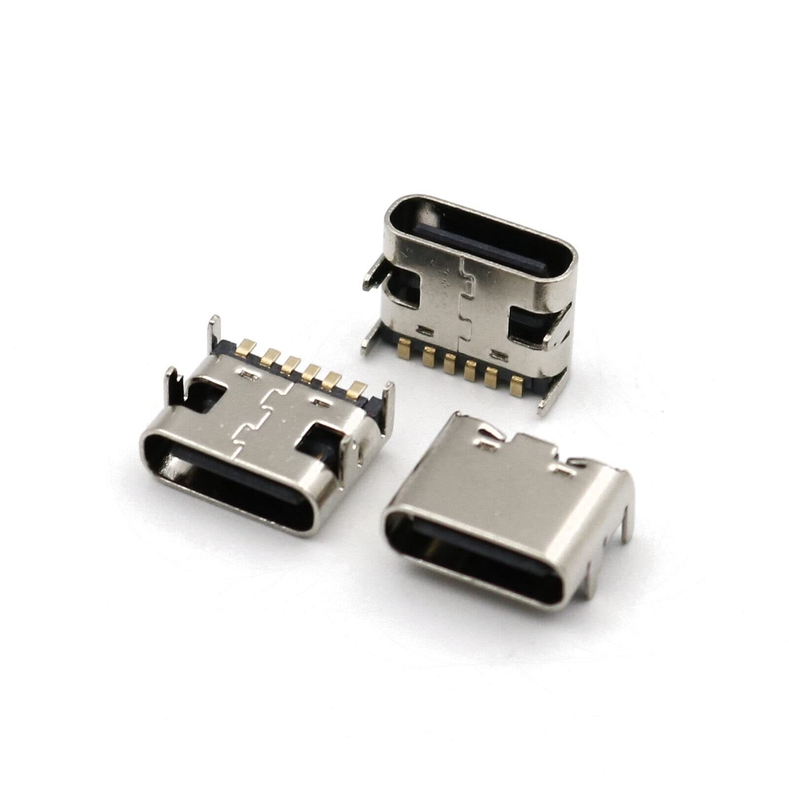 ICSTORE -C - Type Female USB Port Plug 6-Pin SMD SMT Jack Solder Connector (Pack of 5)