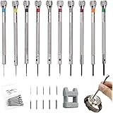 10 Pièces kit tournevis de précision 0,6-2,0 mm, Tournevis Montre pour Réparation, tournevis horlogerie avec Démagnétiseur, O