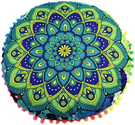 Sunyoyo Indian Mandala Floor Pillows Round Bohemian Cushion Pillows Cover Case Cushions (F)