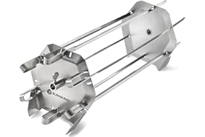 BURNHARD Drehspieß-Rondell aus Edelstahl, inkl. 6 XL-Grillspieße & Pressplatten, für gleichmäßiges Grillen auf dem Drehspieß, geeignet für Heckbrenner & Grillspieß bis 8 mm, spülmaschinengeeignet