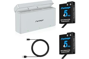 Fantasyo DJI Osmo Action 5/4/3 Batteria 2100 mAh (Confezione da 2) per Osmo Action 5/4/3 Nero e caricatore rapido a 3 canali