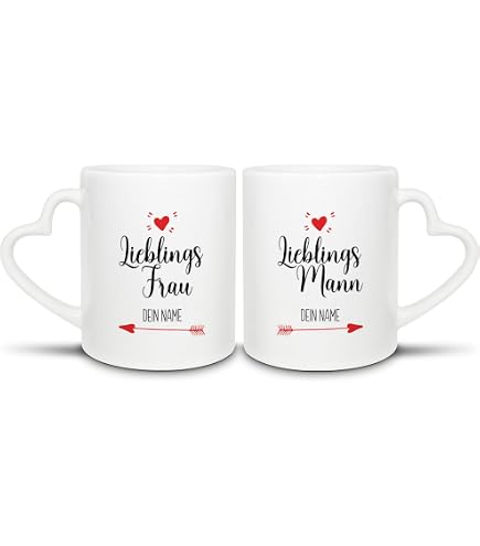 Personalisiertes Partner-Tassen-Set 'Love Forever' – Mit Foto & Namen, 2 Keramiktassen, 300 Ml