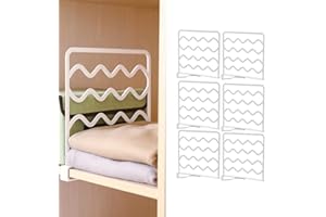LIKEUDO 6 Stück Verstellbare Kleiderschrank Regaltrenner Set Regalsystem Ohne Bohren Schränke Organisation Schrankteiler Trenngitter Schrankregalteiler Holz Schrank Organizer