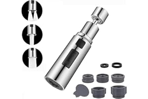 BoomHoze Kitchen Faucet Aerator Splash Proof Spout, 3 Function Kitchen Tap Spray Head Attachment, 360°Swivel Tap Extender for Kitchen Sink, Tap Accessories
