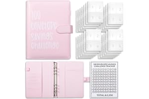 ‎PZJFH Budgetplaner Deutsch, PU Material Budgetplaner Kommt mit 25 Vierblatt Loseblattblättern, 100 Umschläge Sparherausforderung Bankkarte Kann Eingesteckt Werden, für Reisen Tagebuch und Geschenke