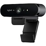 Logitech Brio Ultra HD Pro Webcam, 1080p/60fps Hyper-Fast Streaming, Wide Adjustable Field of View, 5X Zoom, Works with Skype