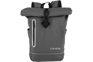Travelite Rolltop Rucksack wasserfest, Fahrradrucksack, Freizeitrucksack mit Rolltop Verschluss & Reflektoren, BASICS, 48 cm, 19 Liter
