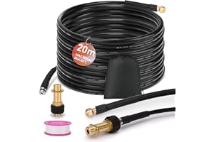 Rörrengöringsslangset 20m Rörrengöringssats Kompatibel med Kärcher K2-K7 | 180bar 60°C med M22 Adapter, 4-Stråligt Munstycke, Väska, Avloppsrensare, Rörrensare, Dräneringsslang för Högtryckstvätt