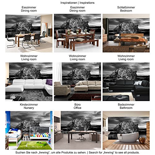 Vlies Fototapete PREMIUM PLUS Wand Foto Tapete Wand Bild Vliestapete – Leopard Wasser Himmel – no. 3560, Größe: 368 x 254 cm Vlies - 6