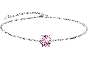 Suplight 925 Stelring Silver Birthstone Crytal Anklet, Dainty Chain Anklet Bracelets for Women Girls (with Gift Box)