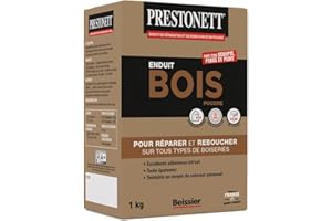 Enduit de Rebouchage Bois PRESTONETT REPARATION BOIS en Poudre en Boîte 1 KG pour Intérieur et Extérieur