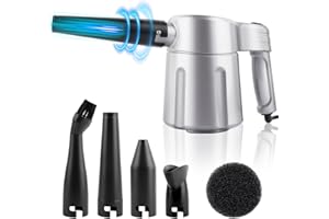 ROTOPATA Elektrische Druckluft Staubgebläse für Reinigung PC Computer Tastatur, 2-Gang Stark Handstaubsauger, Compressed Druckluftspray, 4 Düsen Electric Air Duster Blower