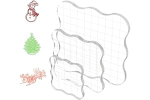 FIDGET PACK 3 Stück Acryl Stempelblock Set, 2.5/5/7.5cmStempelblock, Clear Stamp Block mit Gitterlinien Acrylblock für DIY Handwerk Silikonstempel Scrapbooking Fotoalbum Journal