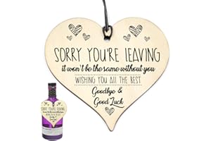 CLOSE TO THE BONE Sorry You're Leaving Work Office Colleague Gift Wood Hanging Heart Plaque Bottle Present Gift Tag #1005