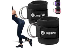 LINSTER 1 Paio Cavigliere Cavi Palestra, Cinghie per Caviglia, Cavigliera Palestra Regolabile Comfort fit Neoprene e Doppi Anelli a D, Cinturini alla Caviglia Attacco per Cavi da Palestra per Allenamento Glutei e Esercizi Gambe