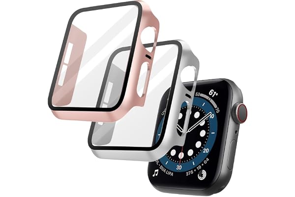 OFFCUP 2 stycken fodral för Apple Watch Series 6/SE/Series 5/Series 4, 44 mm med härdat glas, heltäckande hårt skal HD klar s