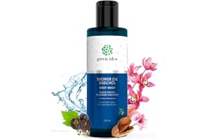 Green idea - Aceite de ducha Orquídea Negra – Aceite de almendras y semilla de uva - Aceite de ducha nutritivo cosmética natural – piel muy seca – Vegano, SLES libre, libre de conservantes – 200 ml