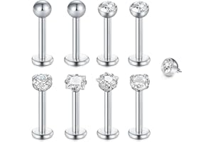 WillTen 8 piercing per trago, helix, piercing per labbra, 16 g, trago, helix, piercing in oro argento, medusa, piercing in acciaio chirurgico, orecchio, helix, conch