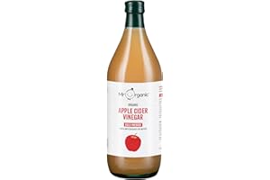 Mr Organic - Organic Apple Cider Vinegar 1L - Raw, Unfiltered & Unpasteurised - With the Mother - Made from 100% Organic Apples - Can be Used for Dressings & Drinks