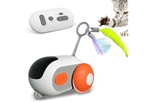 EPROICKS Giocattolo per Gatti Elettrico con Telecomando, Mouse Giocattolo Elettrico per Gatti, Giocattolo Interattivo per Gatti, Palla Intelligente per Gatti con 2 Modalità, Regalo di Gatti (arancione)