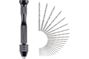 VEGENA 31 Pièces Perceuse à Main Twist Drill Bits Mini Perceuse à Main de Precision Aluminum Mandrin Sans Clé 30 Foret Fraise Twist 0,3-3,0 mm Pour Bricolage Forage Avec Sac (31 Pièces)