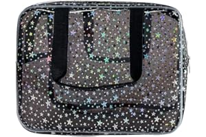 TotePrint Black Sternmuster PVC wasserdichte Handtasche, Make-up-Tasche, 11,8 x 5,12 x 8,26 cm (B025-284-16)
