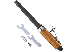 QIUMIN Smerigliatrice diritta ad aria compressa lunga, smerigliatrice ad aria compressa con due mandrini (1/4 e 1/8 pollici), velocità a vuoto: 25000 giri/min, oro